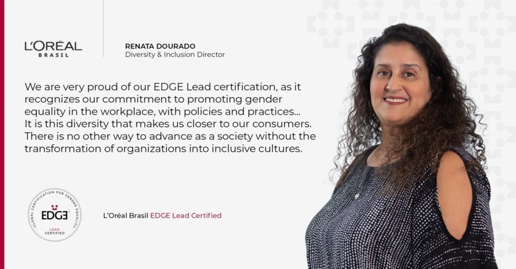 Quote and photo of Renata Dourado working at L’Oréal Brasil