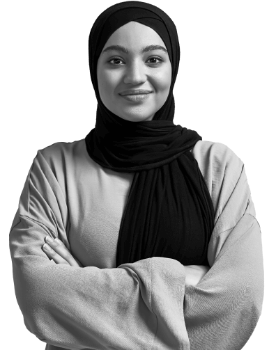 Smiling young woman in a scarf tied around her head